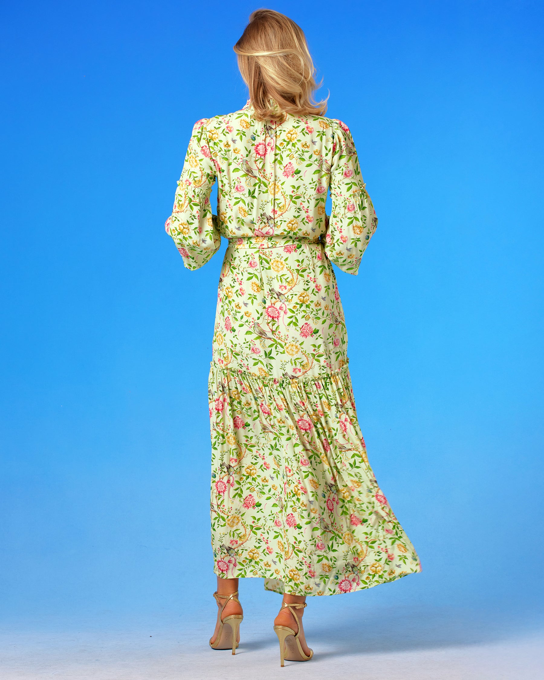 Waverly Maxi Dress in Paradise Florals-full length back view