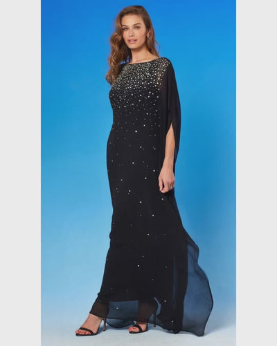 Video of the Luna Chiffon Kaftan in Rhinestones and Black