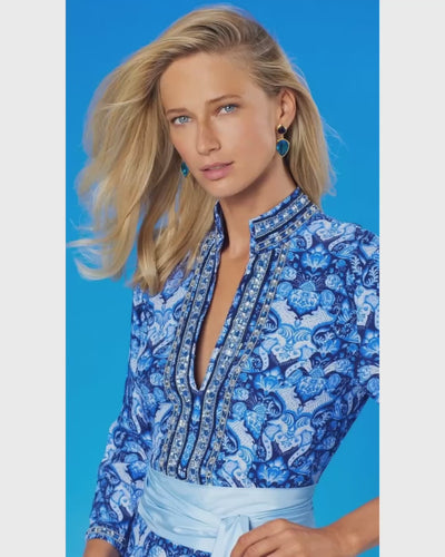 Video of the Shalimar Long Tunic Dress in Navy Jewel Embellishment
