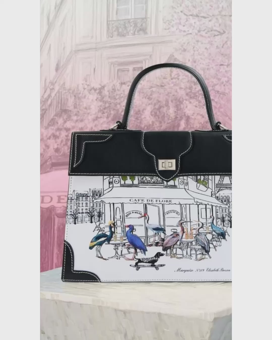 Video of the Marquise Paris Café de Flore Top Handle Shoulder Bag