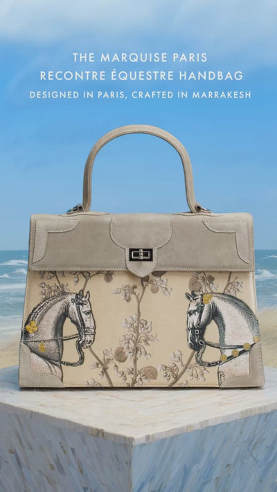 Marquise Paris Recontre Équestre Top Handle Shoulder Bag in Sand video