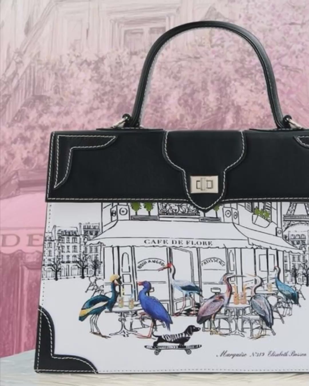Video of the Marquise Paris Café de Flore Top Handle Shoulder Bag