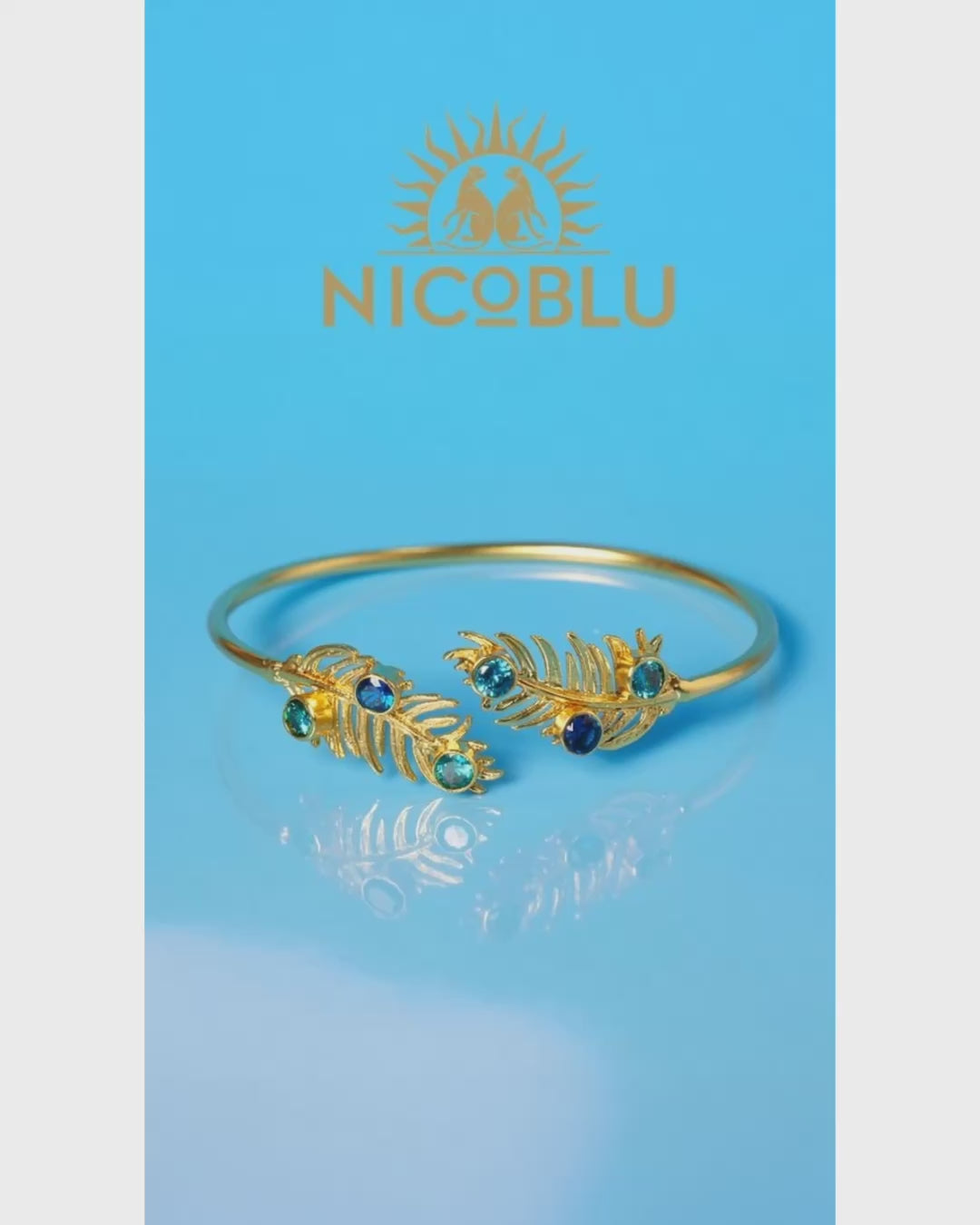 Video of the Cordelia Feather Cuff Bracelet in Blues