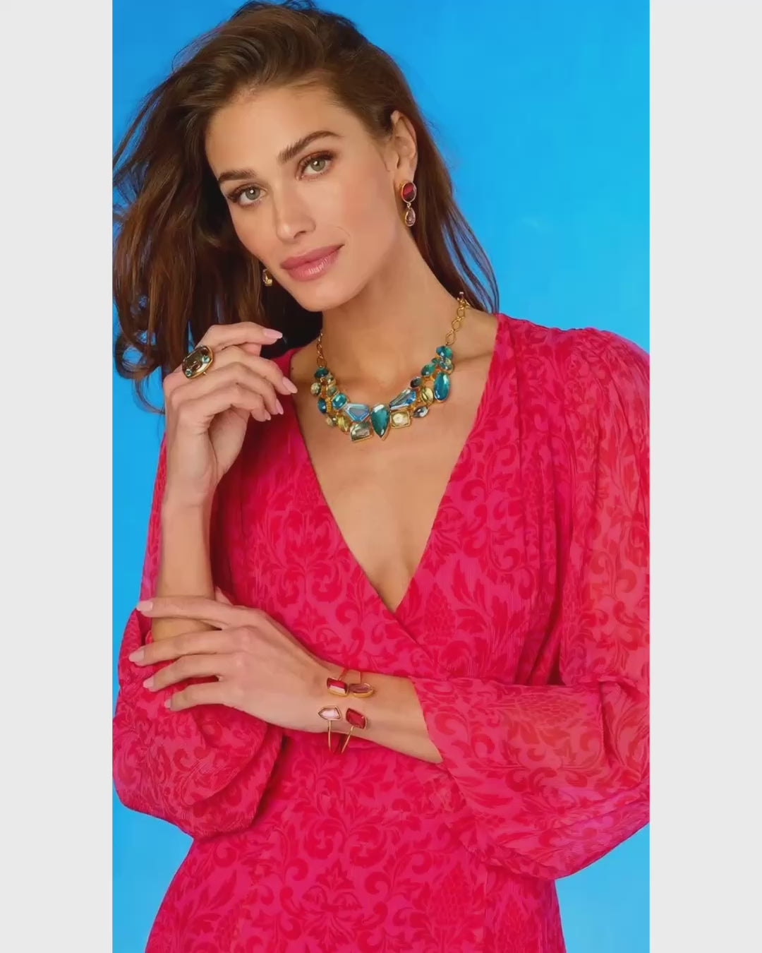 Video of the Angelina Chiffon Dress in Magenta Baroque Pineapple