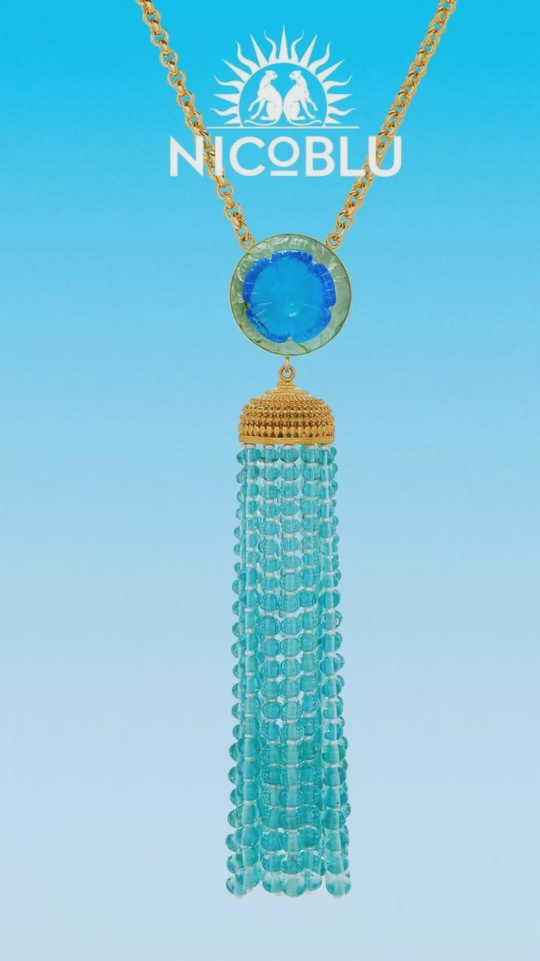 Video of Atherton Aquamarine Tassel Pendant Necklace