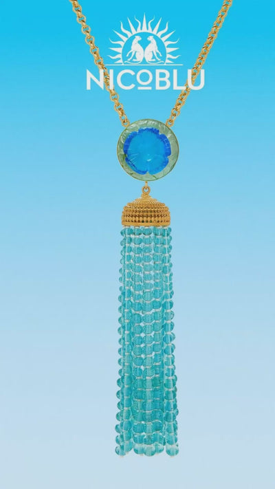 Video of Atherton Aquamarine Tassel Pendant Necklace