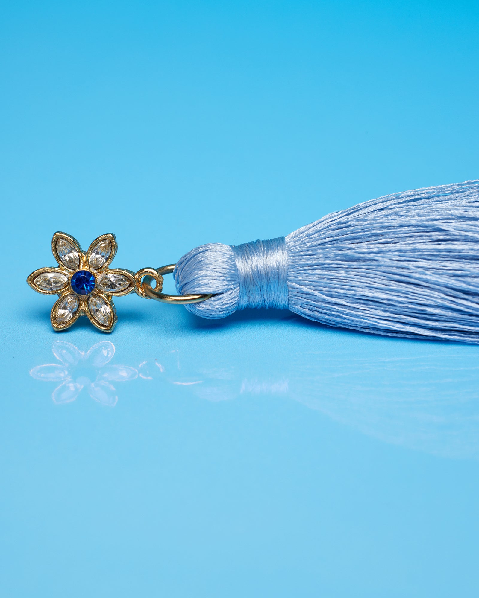 Blythe Tassel Earrings in Periwinkle Blue-Detail