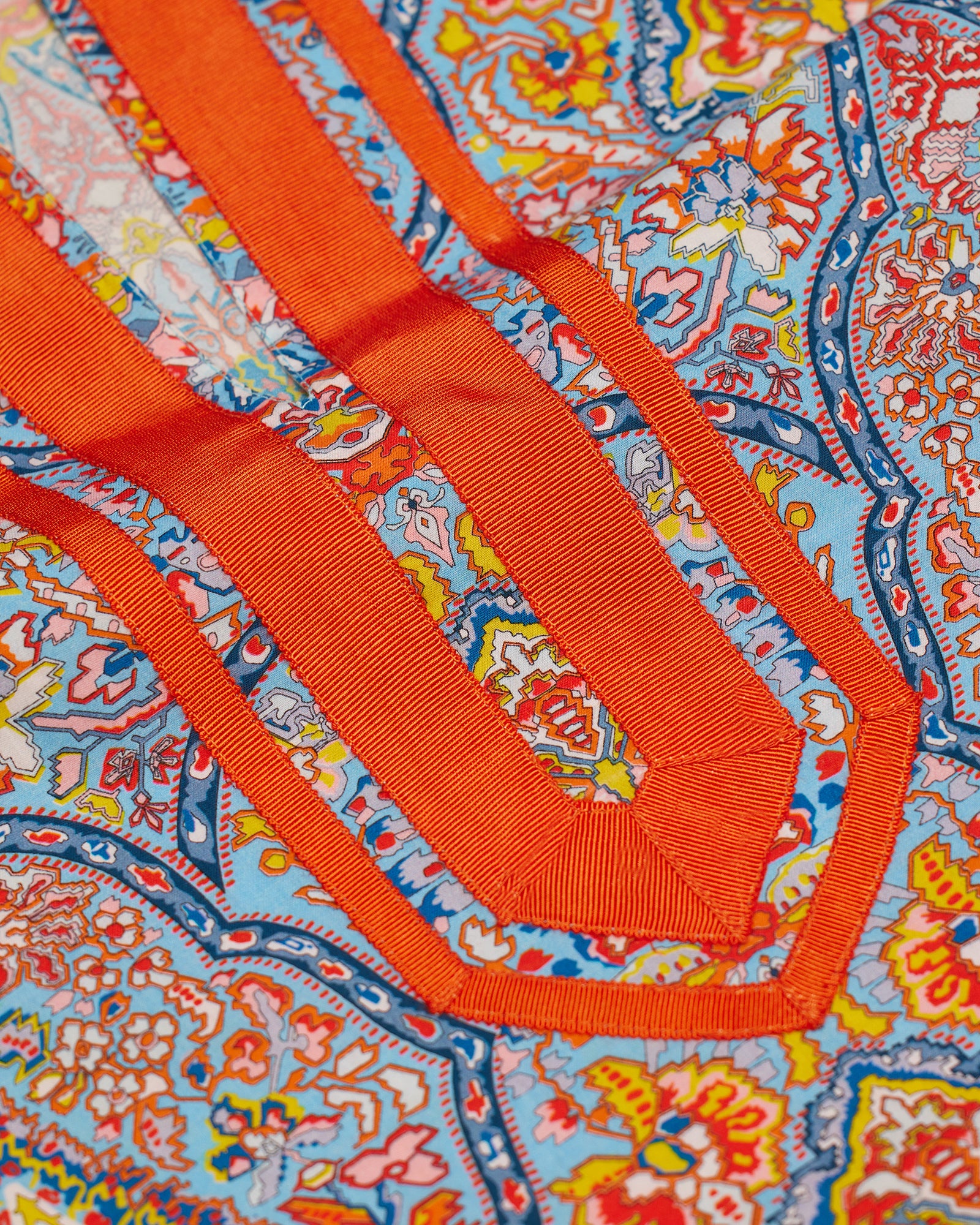 Samarkand Tunic in Kaleidoscope Paisley-Detail of Grosgrain Ribbon Trim