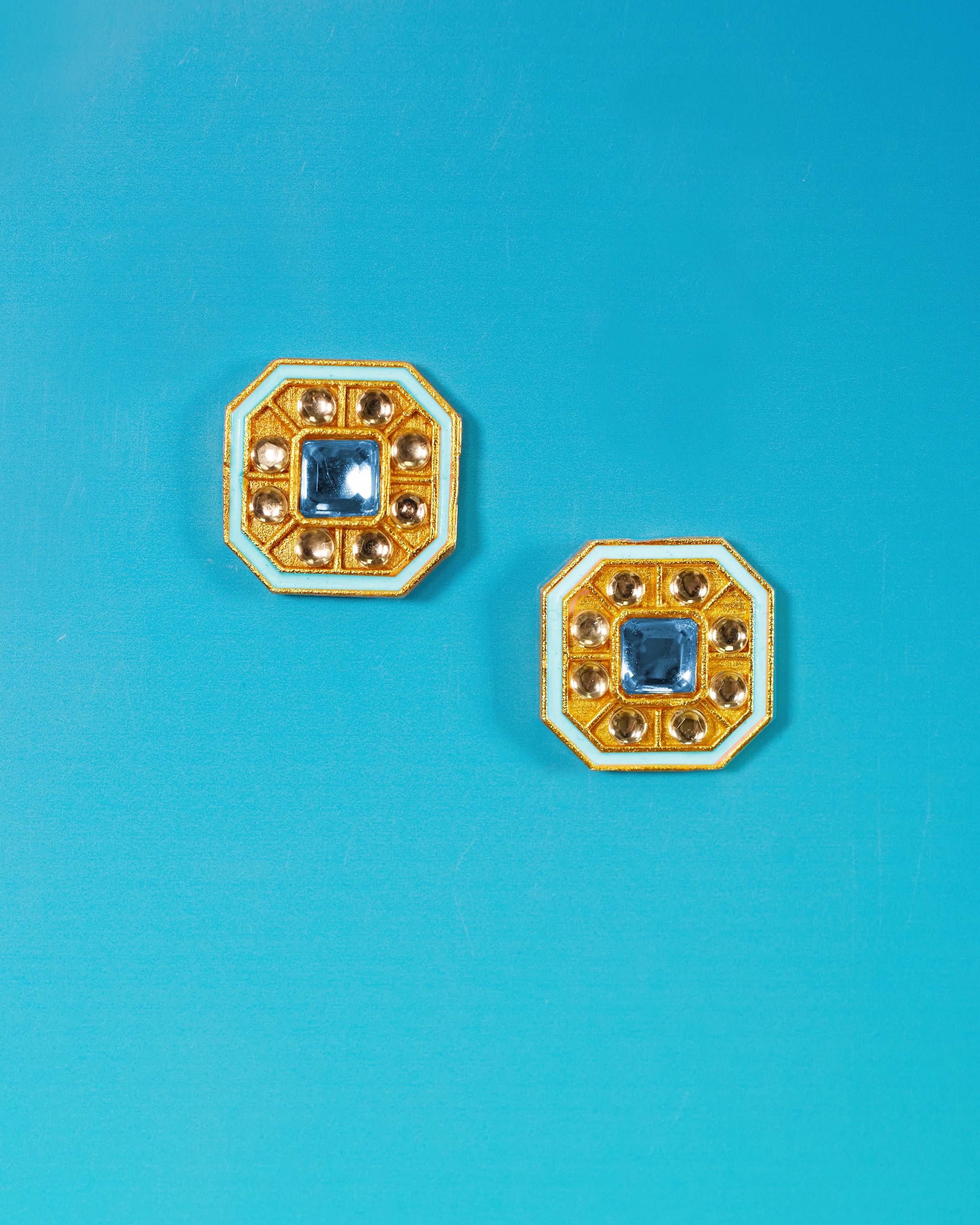Blair Blue Stud Earrings-Frontal View