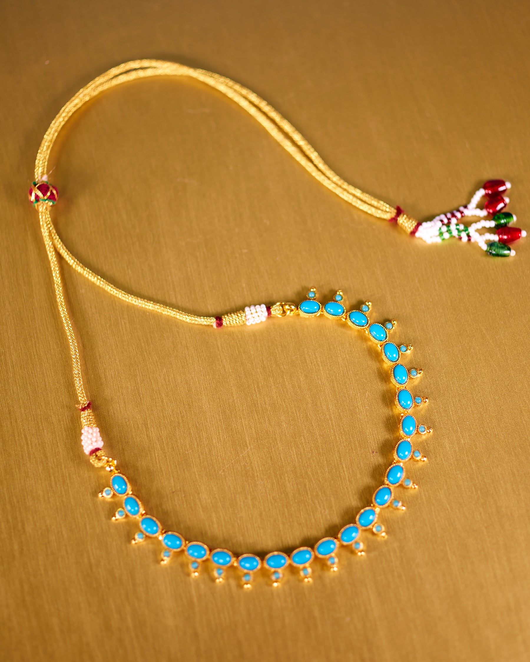 Cora Turquoise Blue String Necklace-Pull