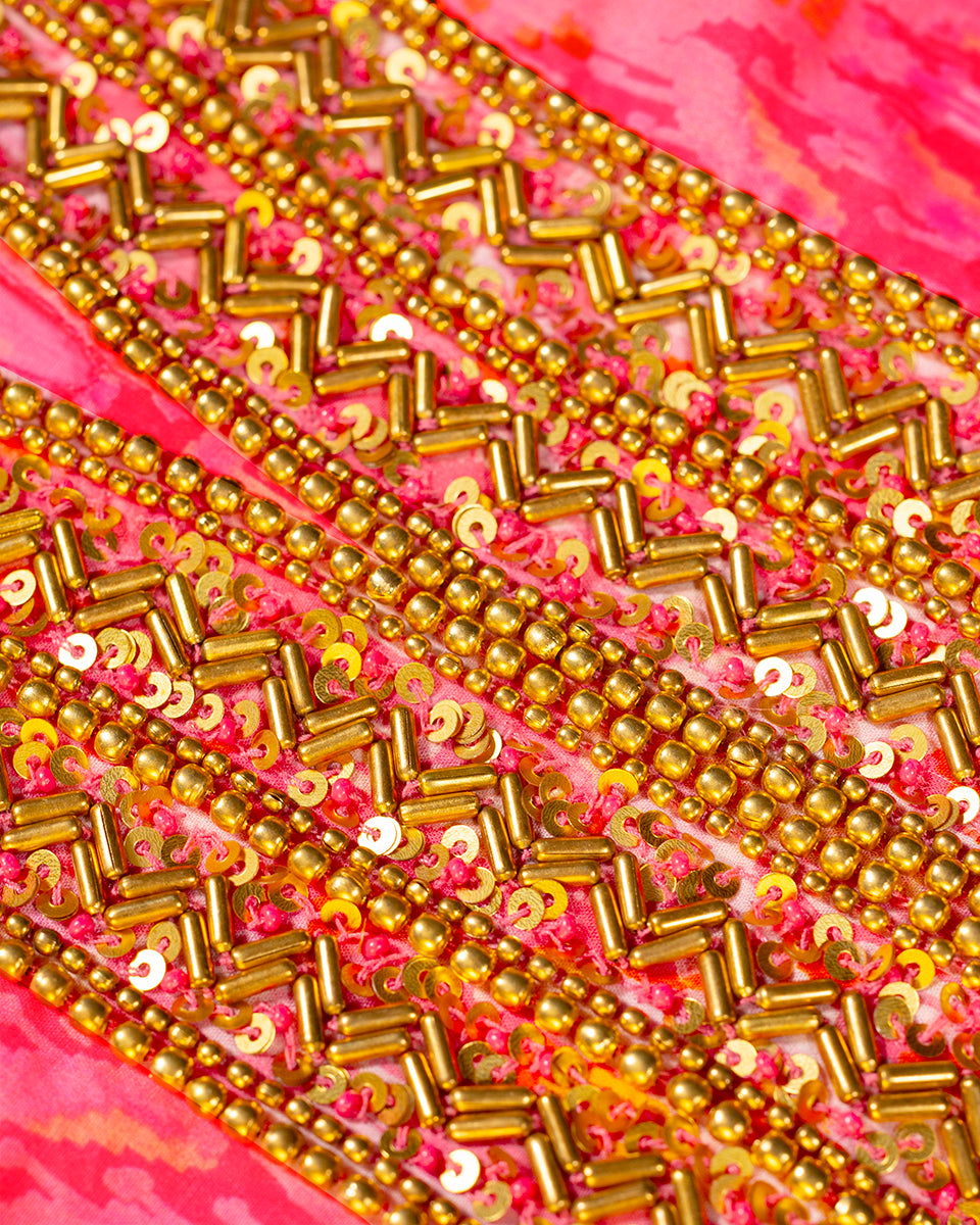 Closeup of gold embellishement on Nicoblu Orchidea Tunic