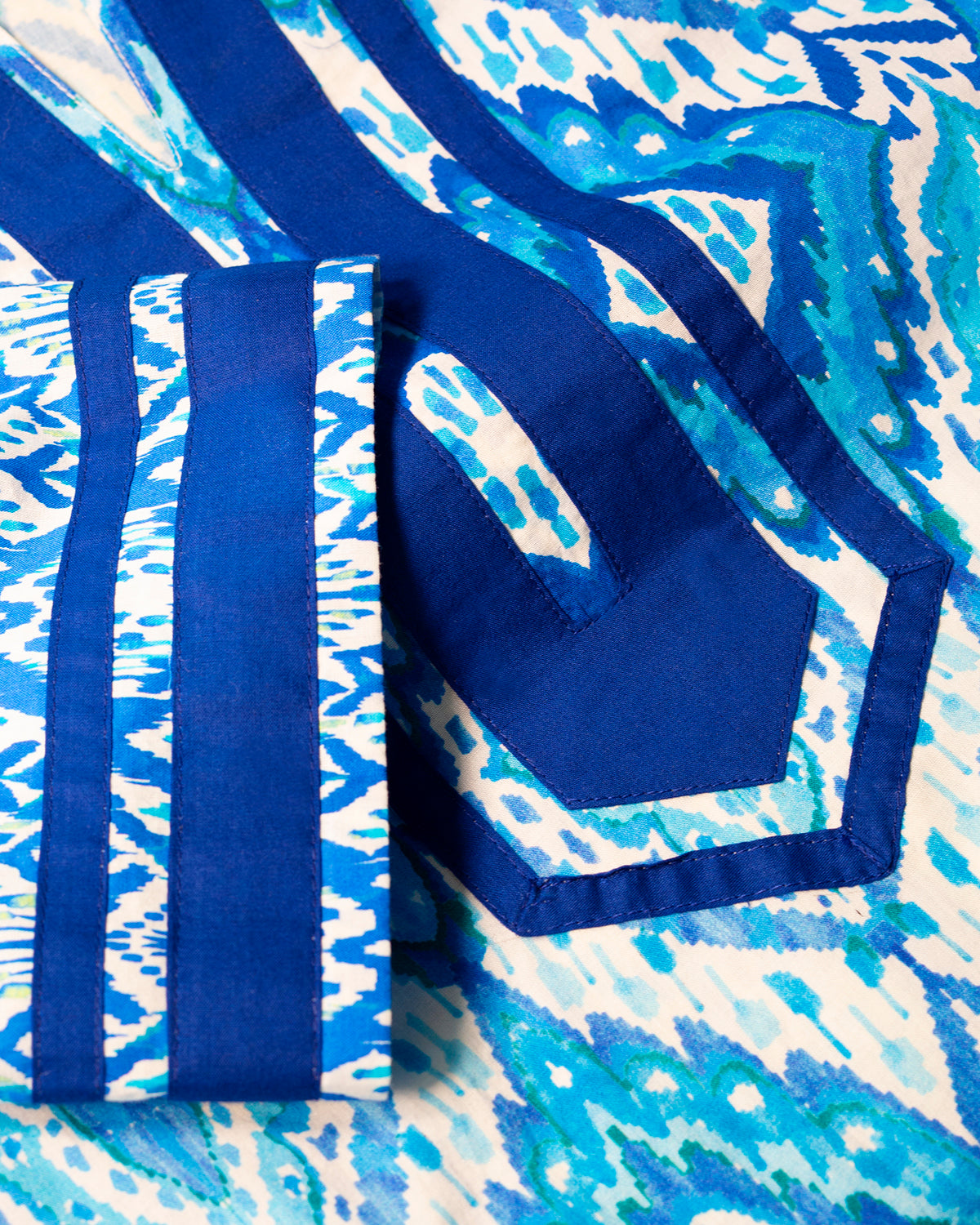 Nicobar Long Tunic Dress in Deep Sea Blue Ikat
