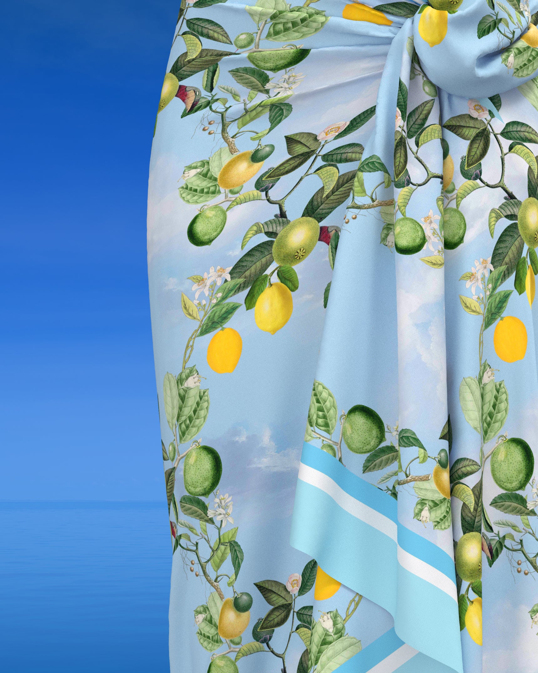 Annabelle Organic Cotton Pareo in French Lemon Trellis-Detail