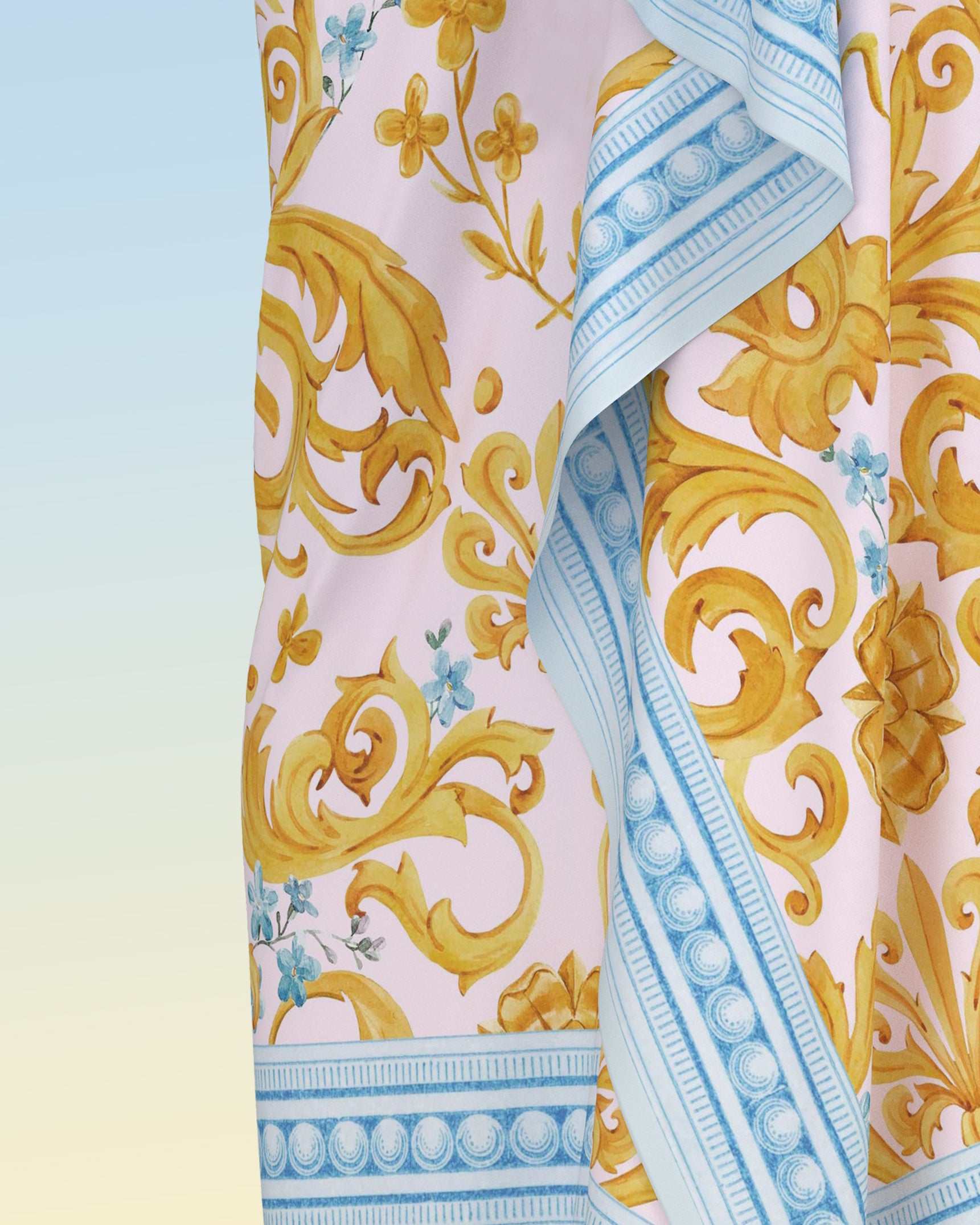 Sarabande Silk-Cotton Pareo in French Regency Ribbons-Detail