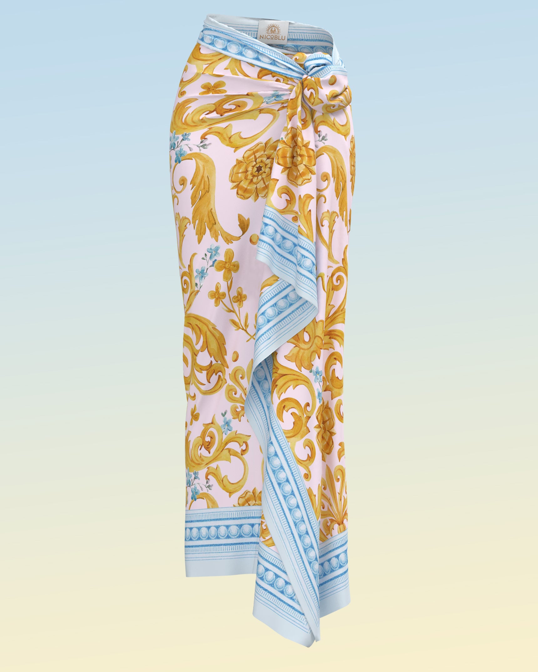 Sarabande Silk-Cotton Pareo in French Regency Ribbons-Front