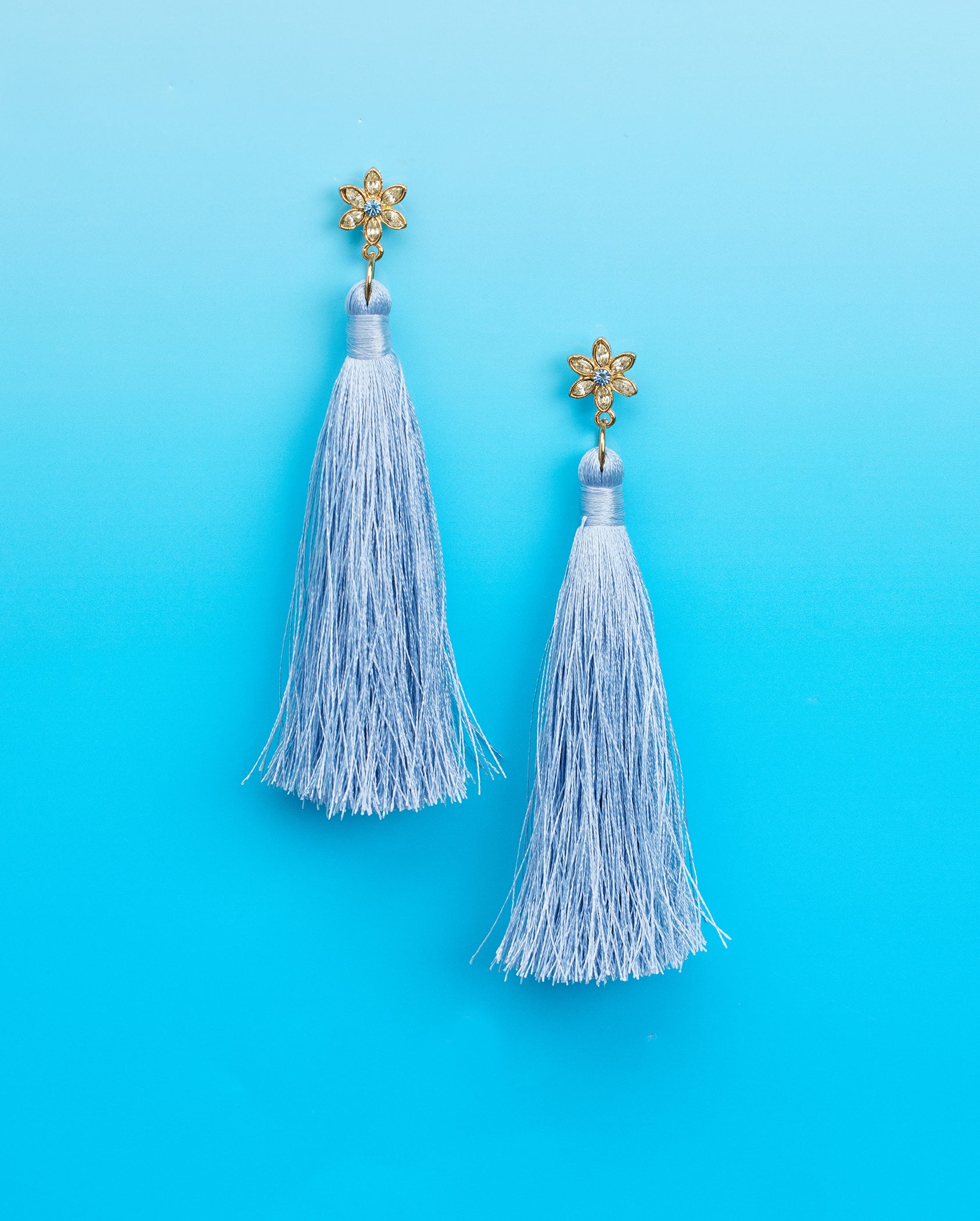 Blythe Tassel Earrings in Periwinkle Blue