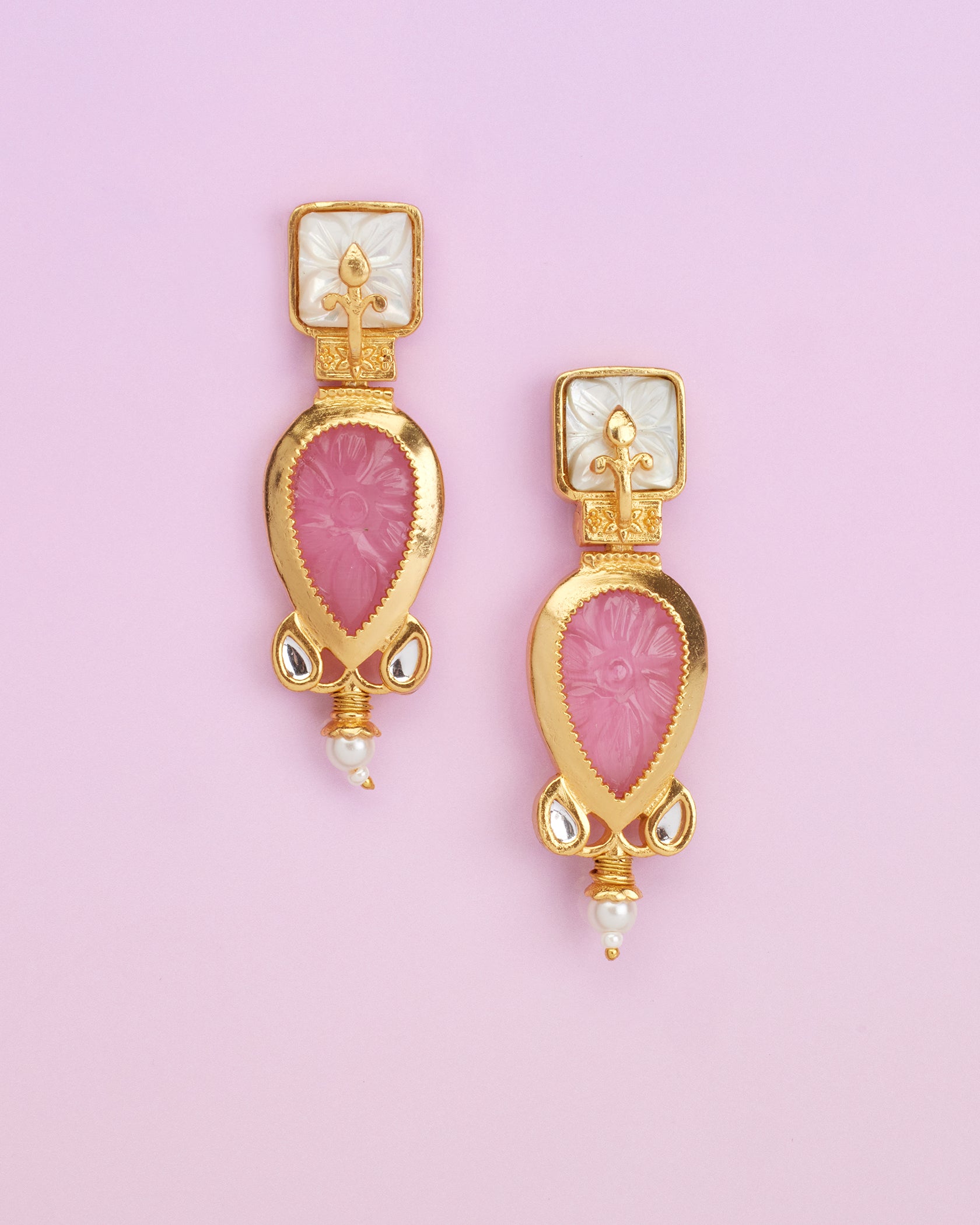 Mini Harper Earrings in White and Pink