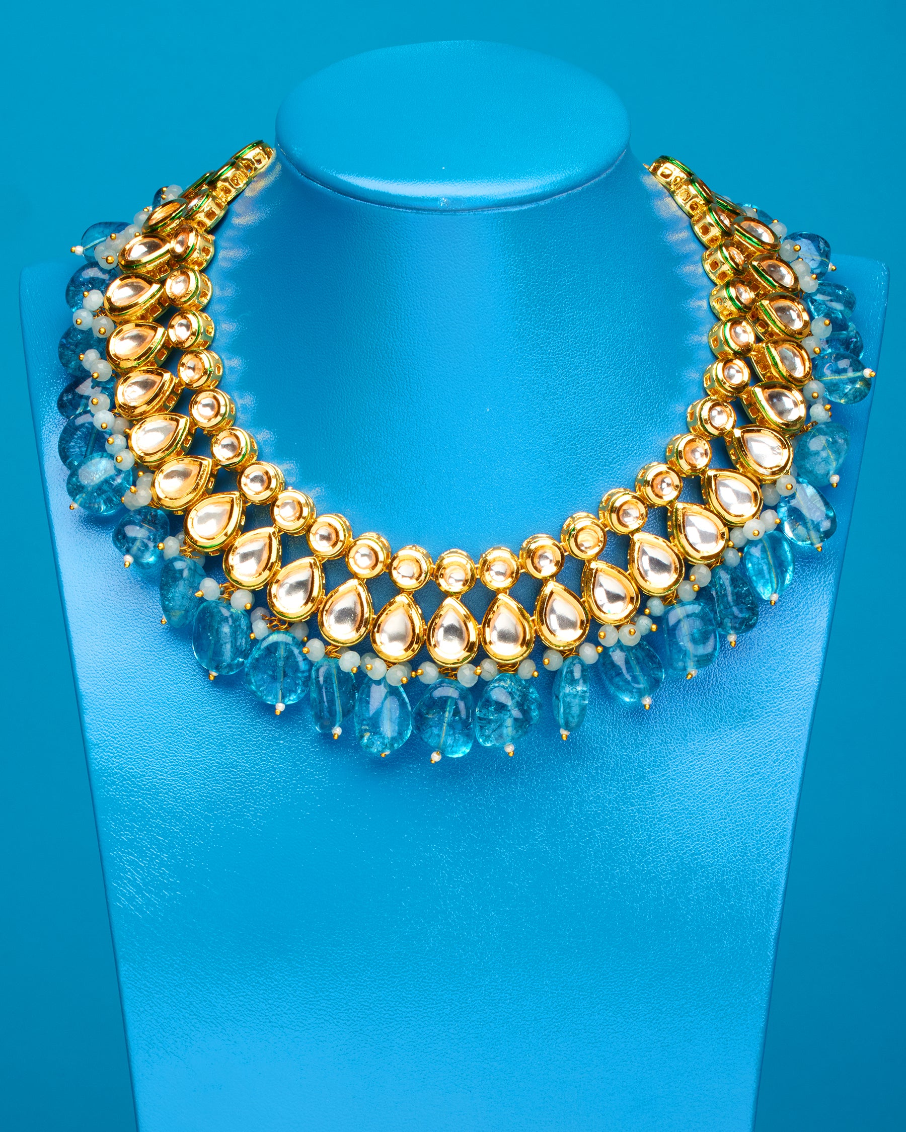 Sharawar Sapphire Blue Necklace-Front View