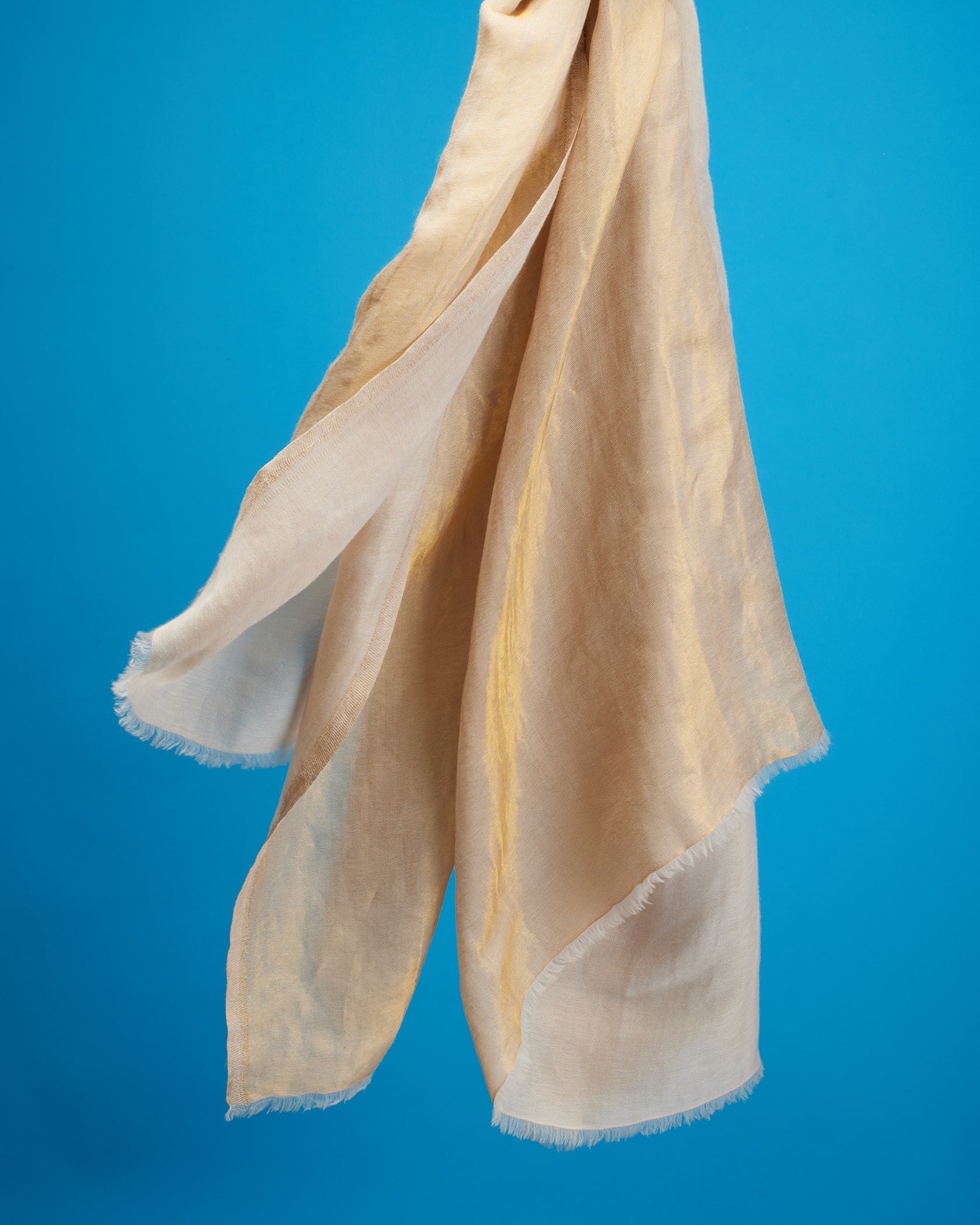 Josephine Reversible Pashmina Shawl in Gold Shimmer Dune-Waving in the Breeze