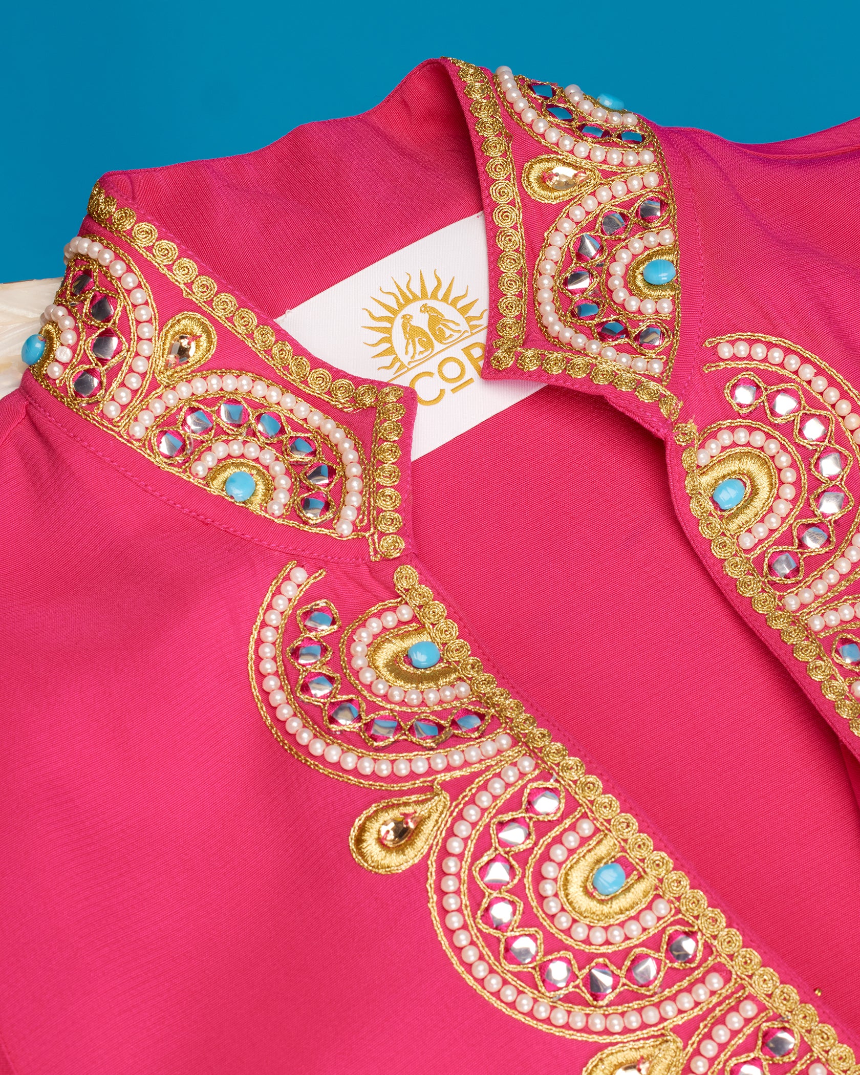 NicoBlu Noor Fuchsia Tunic Dress with Gold Embellishment