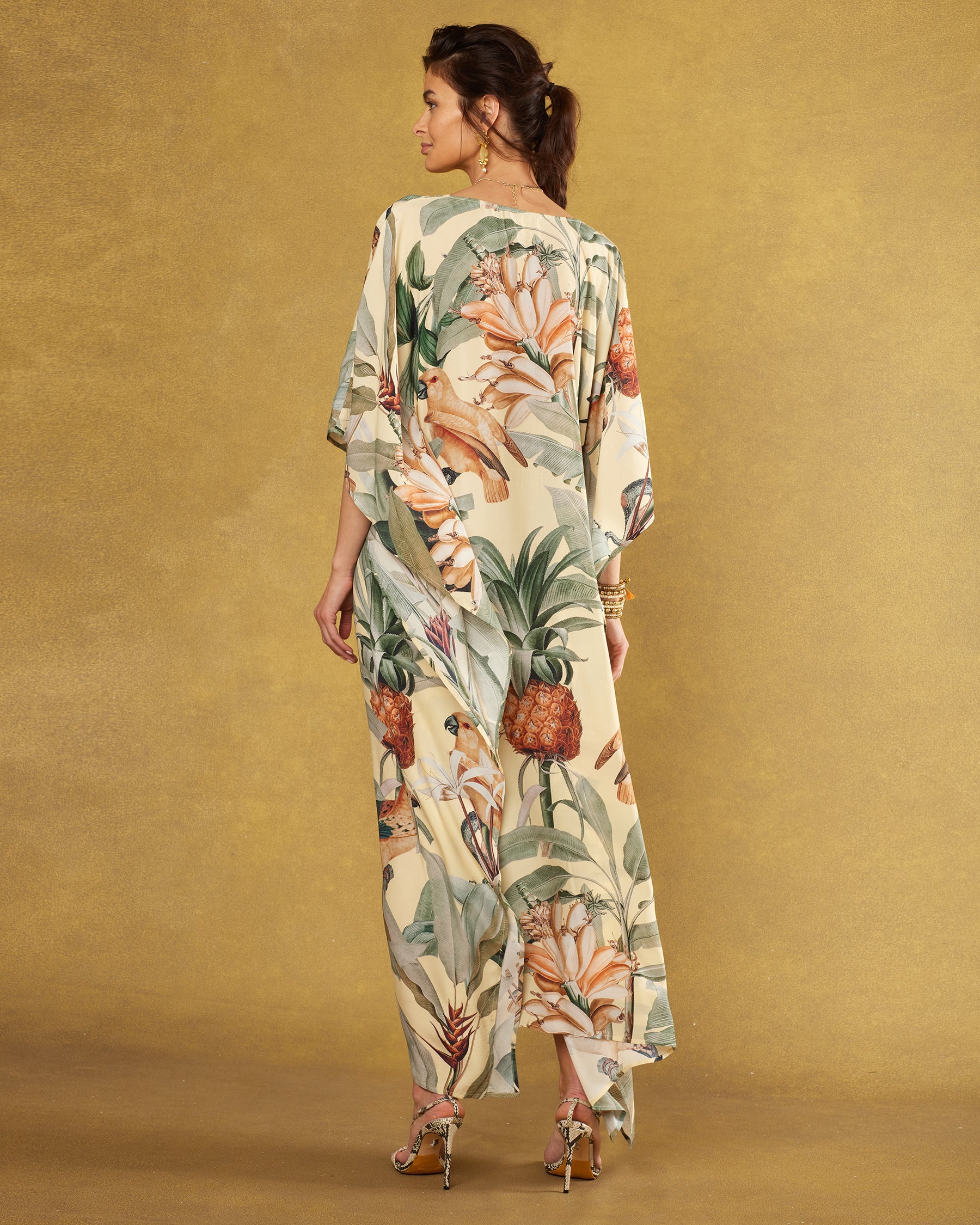 Savanna Kaftan in Tropical Oasis Print_Back View